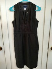 J CREW Tuxedo Dress Sz 2 Super 120's Wool & Silk Tie Neck button front black