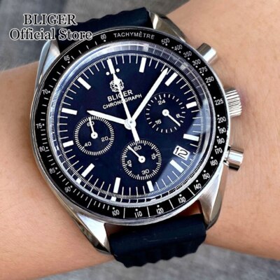 BLIGER Luxury 40mm Chronograph Quartz Watch Men VK63 White Black Dial Business