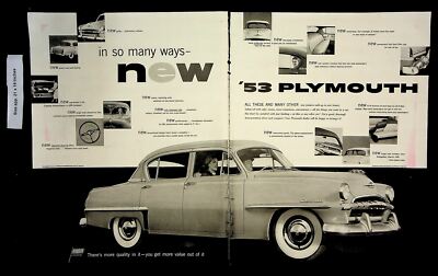 1953 Plymouth Car Improvements Vintage Print Ad 9149