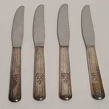 1939 Court Pattern 4 Pc. Dinner Knife International Silver Co. Art Deco Flatware