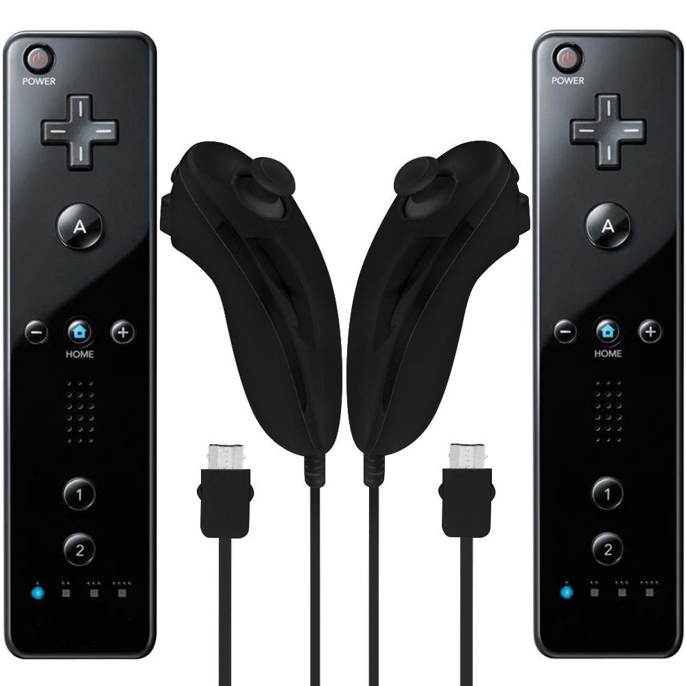 Built in Motion Plus Remote Controller & Nunchuck For Nintendo Wii Wii U + Strap