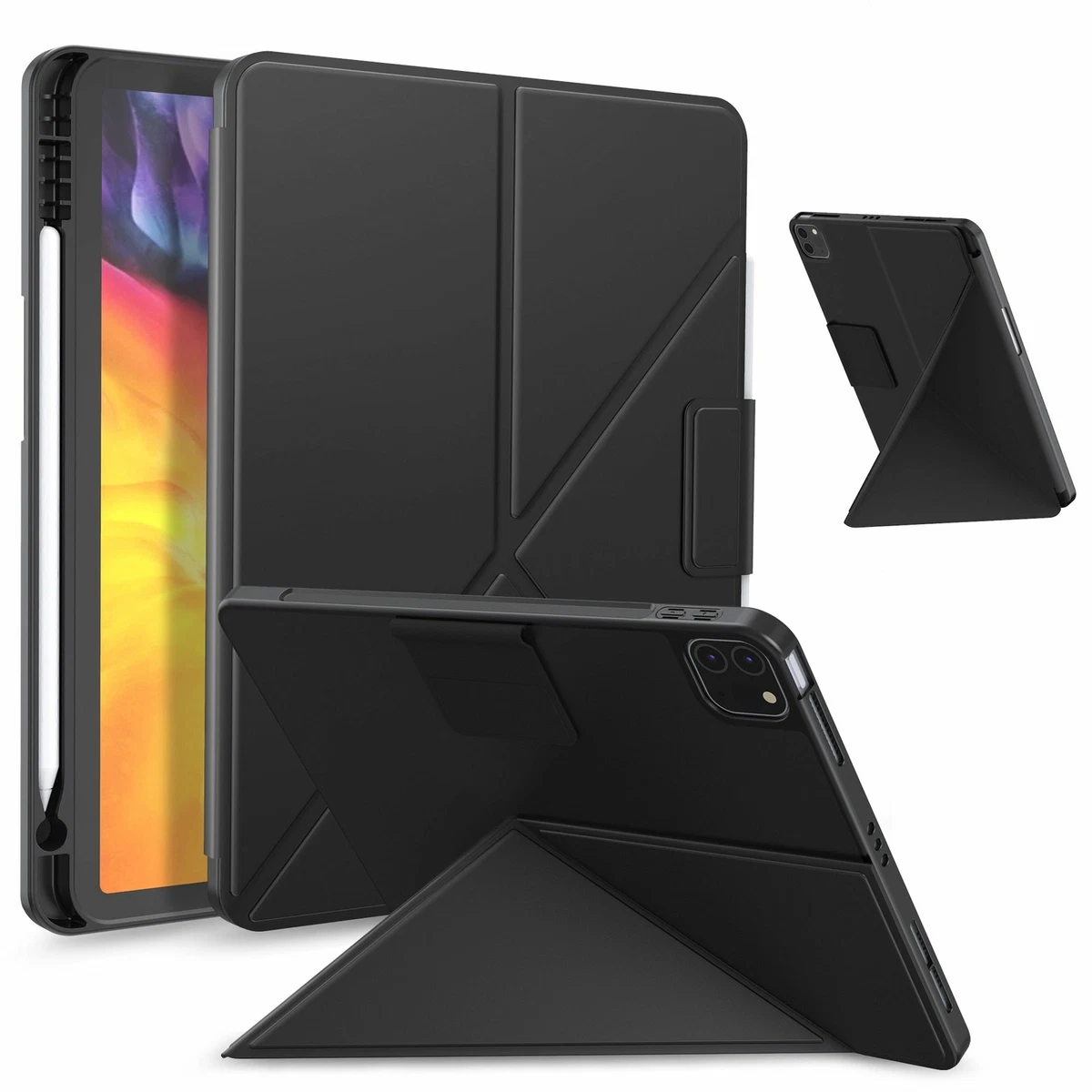 For Ipad Pro11 12.9 Case Multi Angle Magnetic Back Cover Case With Pencil Holder