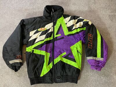 HJC Snowmobile Racing Mens Jacket Puffer Bomber Insulated Green
