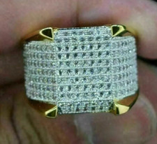 Men's Cluster Ring For Good Friday Round Cut Lab Grown Diamond 10K Yellow Gold
