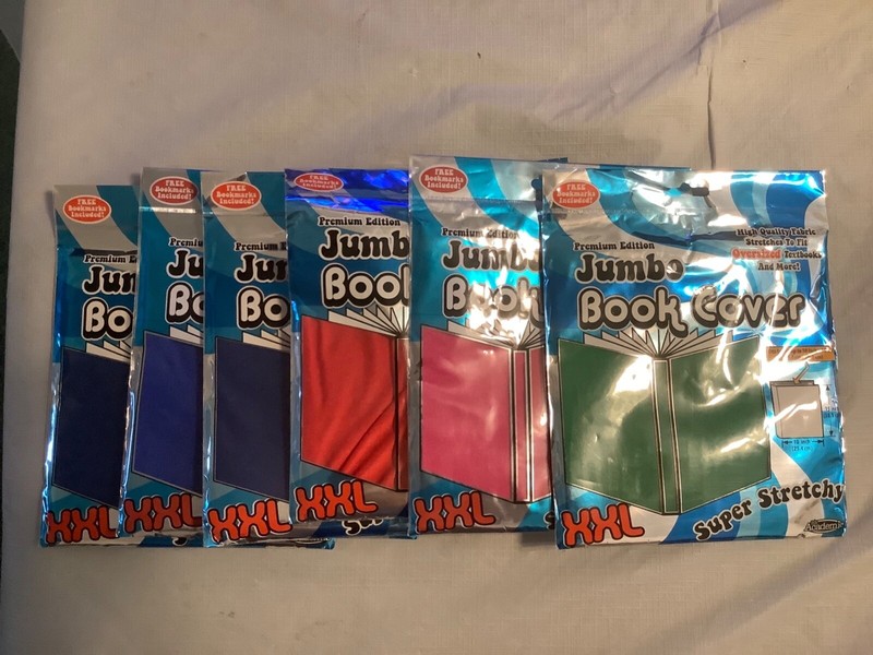 6pk Jumbo Book Cover XXL With Bookmark Its Academic Blue,Red,Green