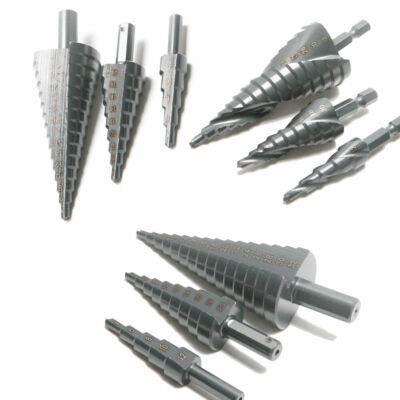 HSS4241 Step Cone Drill Hole Cutter Bit Spiral / Straight Groove Drilling Set 