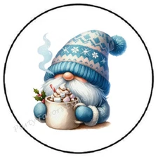 GNOME WITH HOT COCOA CHOCOLATE ENVELOPE SEALS LABELS STICKERS PARTY FAVORS