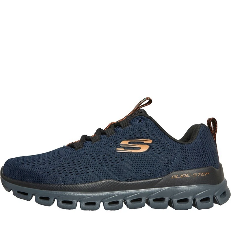 SKECHERS Men's Glide Step Fasten Up Navy/​Orange Shoes