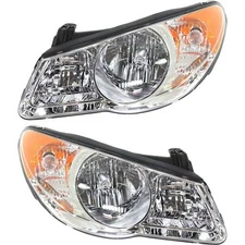 Headlights Pair For 2007-2009 Hyundai Elantra Passenger & Driver Left + Right