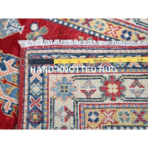 2'9"x6'10" Red Hand Knotted Wool Denser Weave Kazak Runner Oriental Rug G86841 - Picture 7 of 7