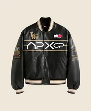 F1 Movie Damson Idris Black Leather Varsity Jacket
