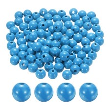 100pcs 16mm Sky Blue Round Wood Beads 3.3mm Large Hole for Jewelry Making