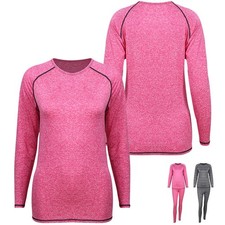 Womens Long Sleeve Moisture Wicking Tee Shirt Long Sleeve Workout Top and Bottom