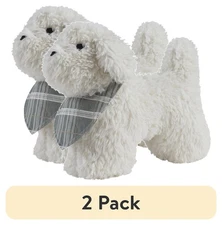 2 pack My Texas House Bonnie Ivory Stuffed Faux Fur Toy Dog Decorative Pillow