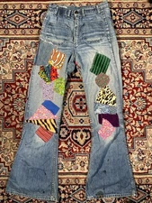 Vintage 60’s Landlubber Jeans Patchwork Flare Blue Jeans Vtg Size 27