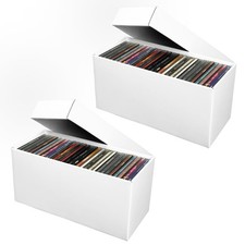 CD Storage Box, CD Case Holder, Cardboard Disc CD Organizer Box with Lids, 2 Pac