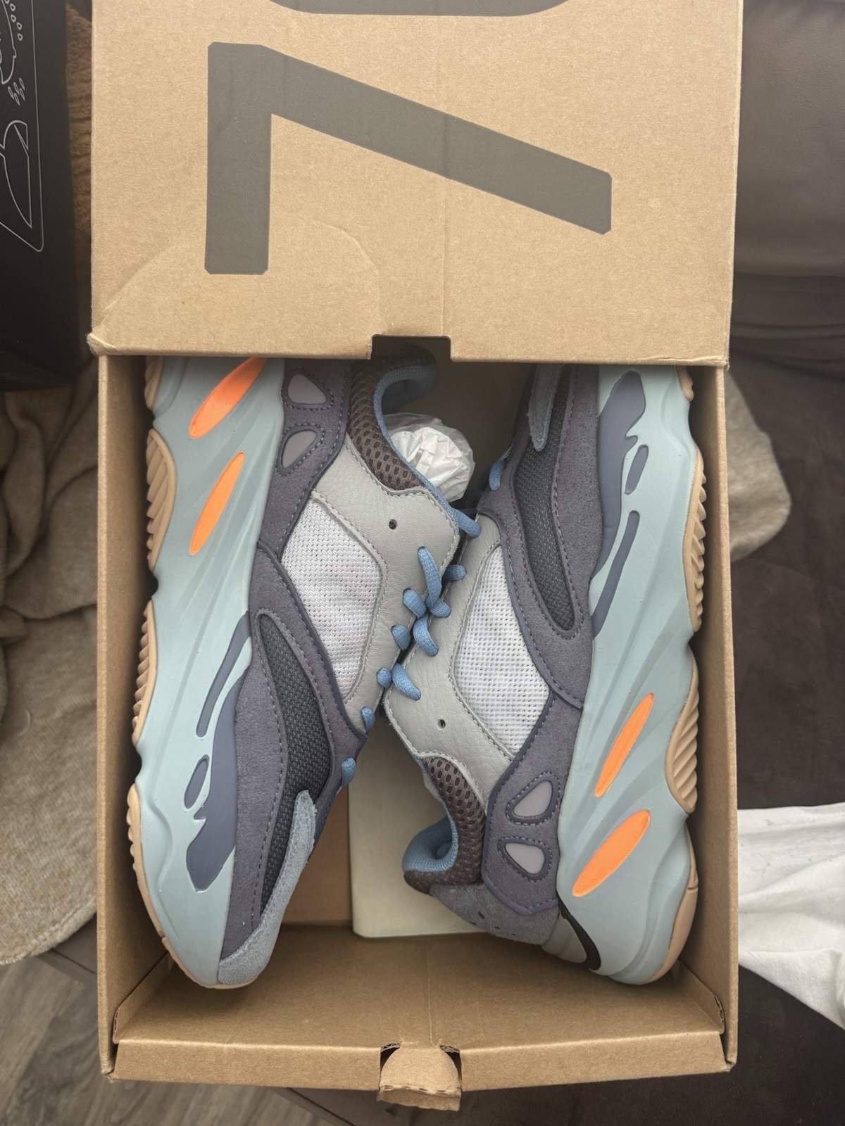 adidas Yeezy Boost 700 Gray Blue Orange Colorblock Suede Mesh Low Top Sneaker