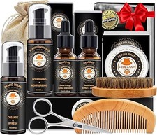 XIKEZAN Beard Grooming Kit for Men Gifts w/Beard Conditioner, 2 Scent Oil, Birth