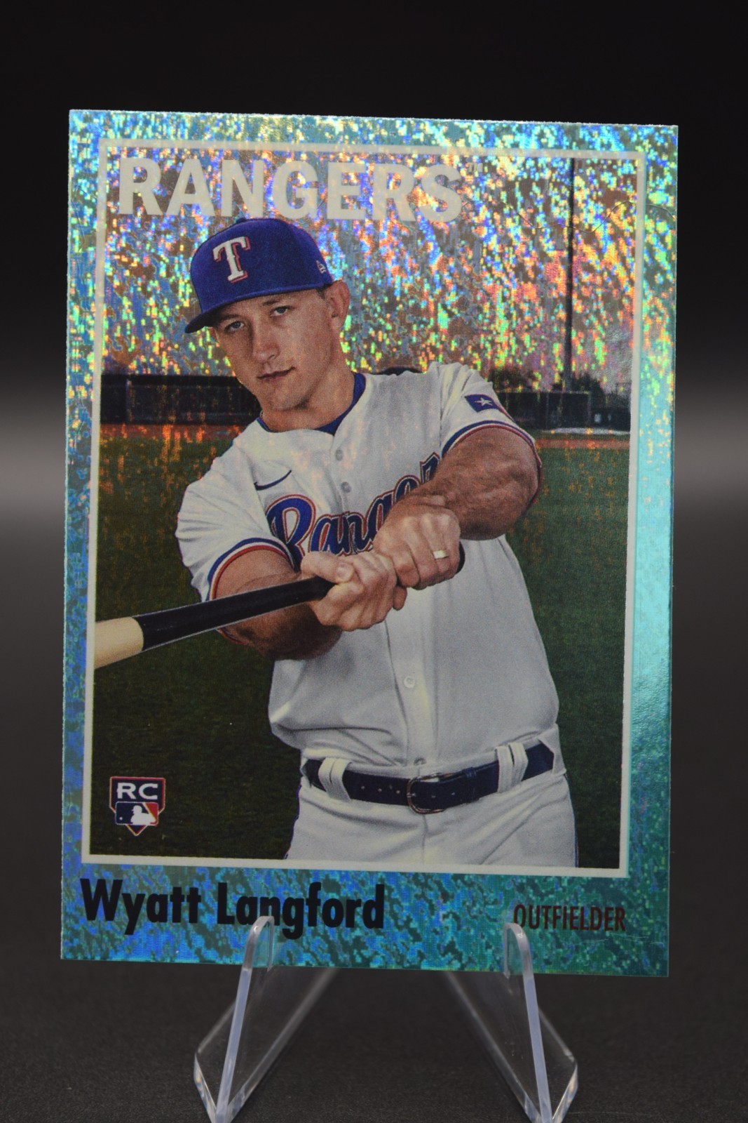 2024 Topps Archives 1970 Topps Wyatt Langford #199 Aqua Sparkle Foil /75 RC