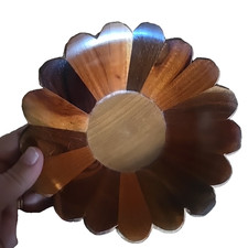 Artisan Crafted Bowl Wooden Marquetry Decor Fruit Salad 7" Diameter Beautiful