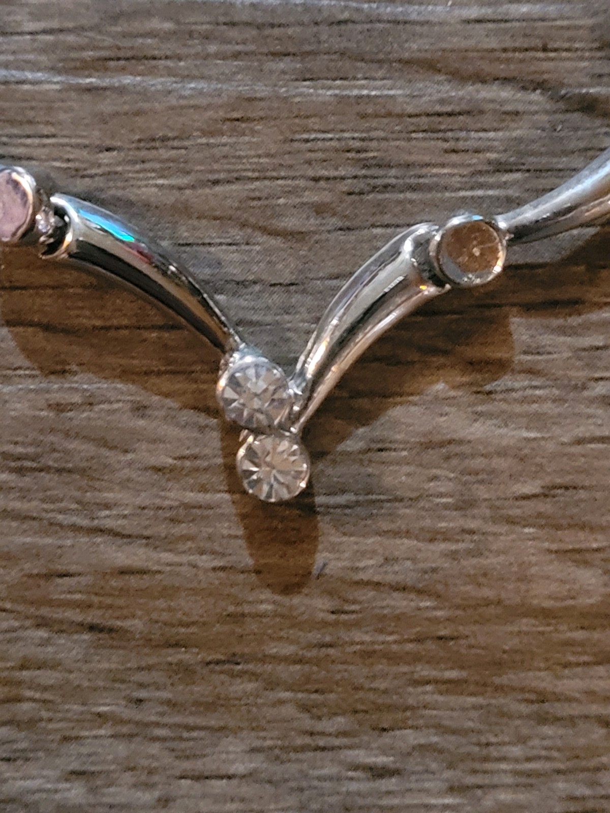 Silver Tone Articulated Interlocking Necklace Rhi… - image 2