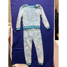 Disney Stitch Pajama Set Girls Size L 10-12 Blue Plush Fleece 2 Piece Loungewear