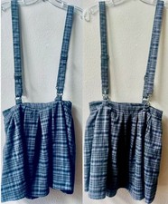 HOT TOPIC PLAID SCHOOLGIRL PLEATED MINI SKIRT W/REMOVABLE SUSPENDERS SIZE S