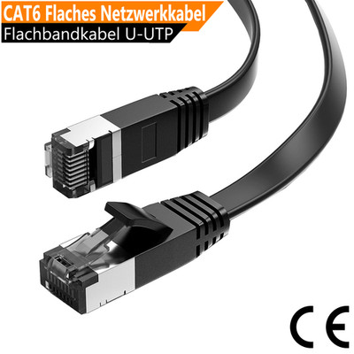 Netzwerkkabel CAT6 DSL LAN Ethernet Kabel RJ45 CAT6a Patchkabel Flachkabel PC