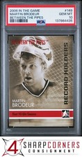 2006 IN THE GAME BETWEEN THE PIPES #149 MARTIN BRODEUR HOF POP 5 PSA 10