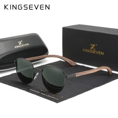 Sonnenbrille KINGSEVEN Holz Nussbaum schwarz polarisiert UV400 Unisex
