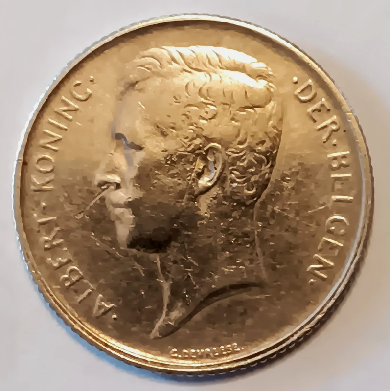 1914 Belgium One Franc Silver Coin High Grade