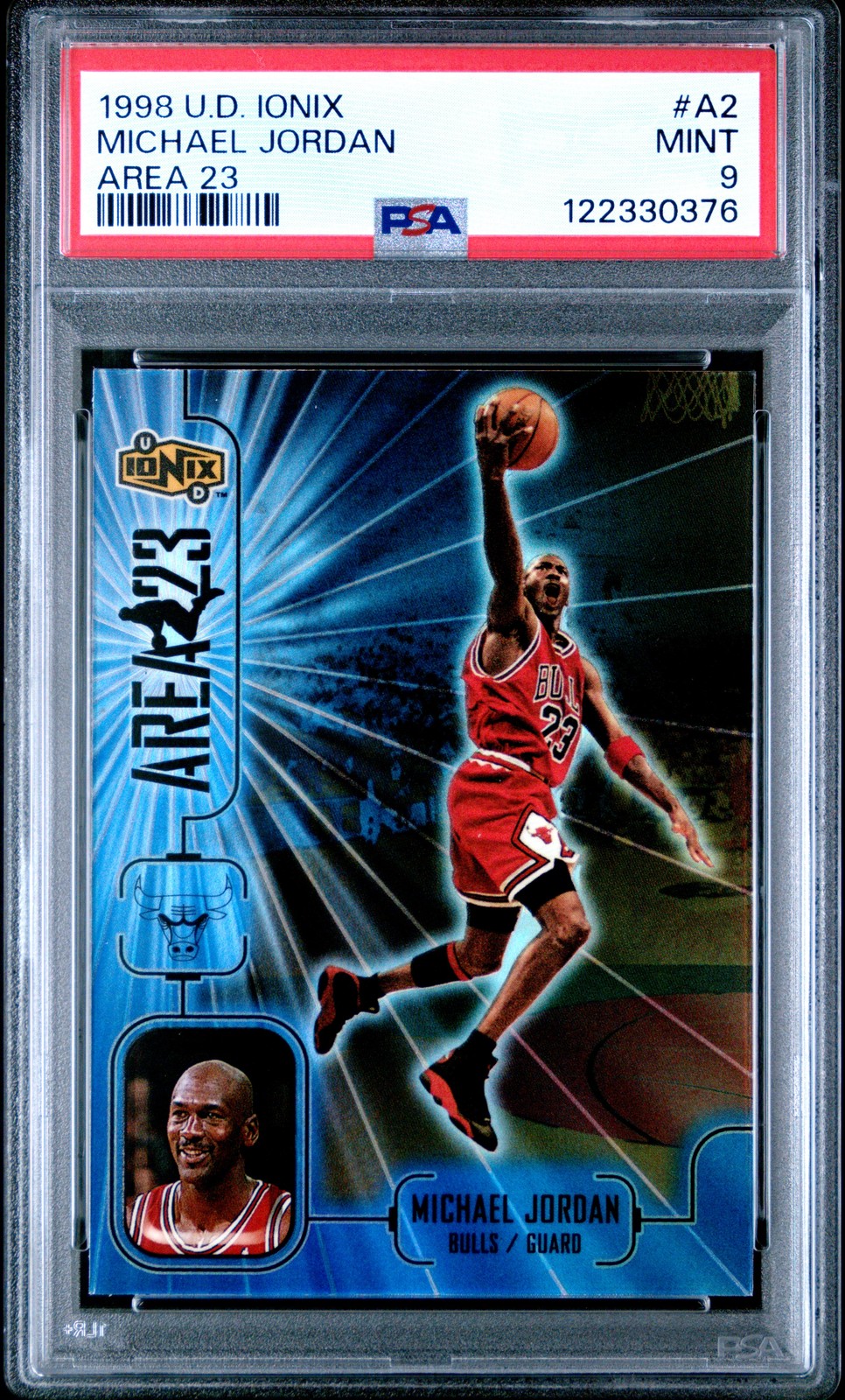 1998 UD IONIX AREA 23 #A2 MICHAEL JORDAN PSA 9