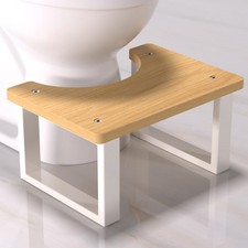 BEBSR Foldable Poop Stool for Bathroom Convertible Bamboo Toilet Step White