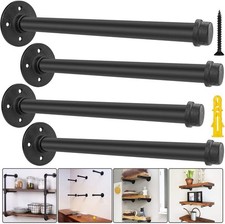 Industrial Pipe Shelf Brackets 12 inch Black Iron Rustic 12 Inch,