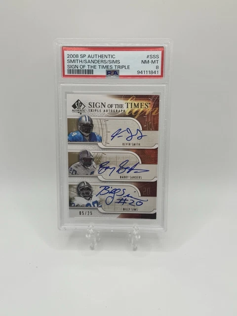 2008 SP Authentic Sign Of Times Barry Sanders Billy Sims Kevin Smith Auto /25