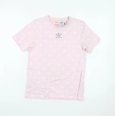 Adidas Girls Pink Logo T-Shirt 11-12 Years Cotton Short Sleeve Casual Top - Image 1 of 4
