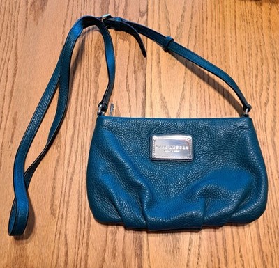 Mark Jacobs Teal Crossbody Pebbled Leather Bag Adjustable Strap 9.5'' X 6'' 