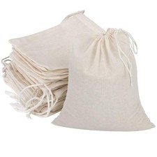 20 PCS Reusable Cotton Drawstring Muslin Bag, Natural Unbleached Cotton