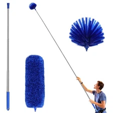 Cobweb Duster Kit with Extension Pole, Washable Heads, Telescoping Pole