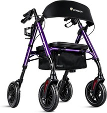 All Terrain Rollator Walker With Seat 8In Wheels 300Lb Foldable Purple