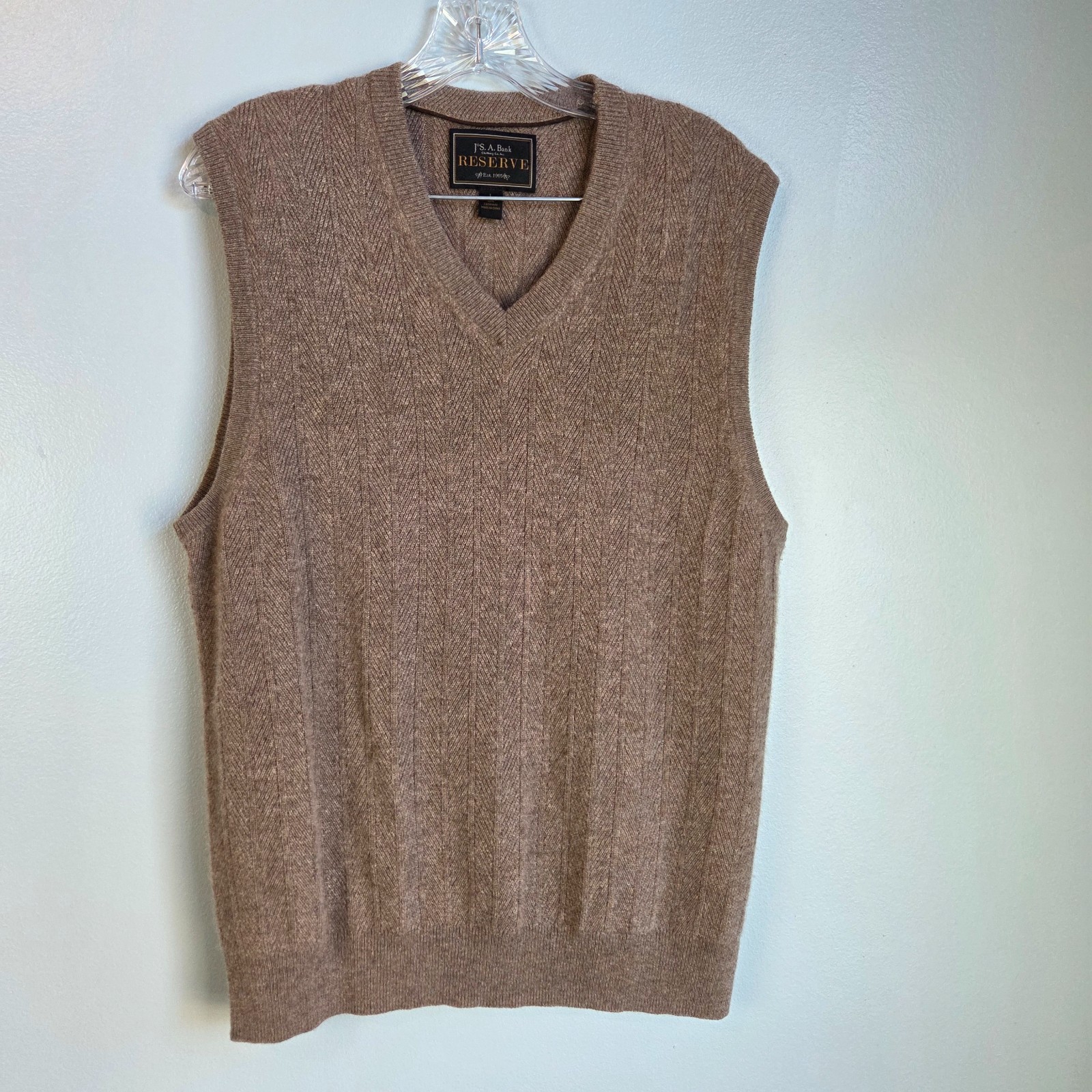 Jos A Bank Men Sweater Vest Size Large 100% Cashmere Preppy Dad Grandpacore Golf