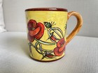 EUC DERUTA Italy Hand Painted Mug Yellow Red Flower Poppies Floral Pottery Cup — photo 2