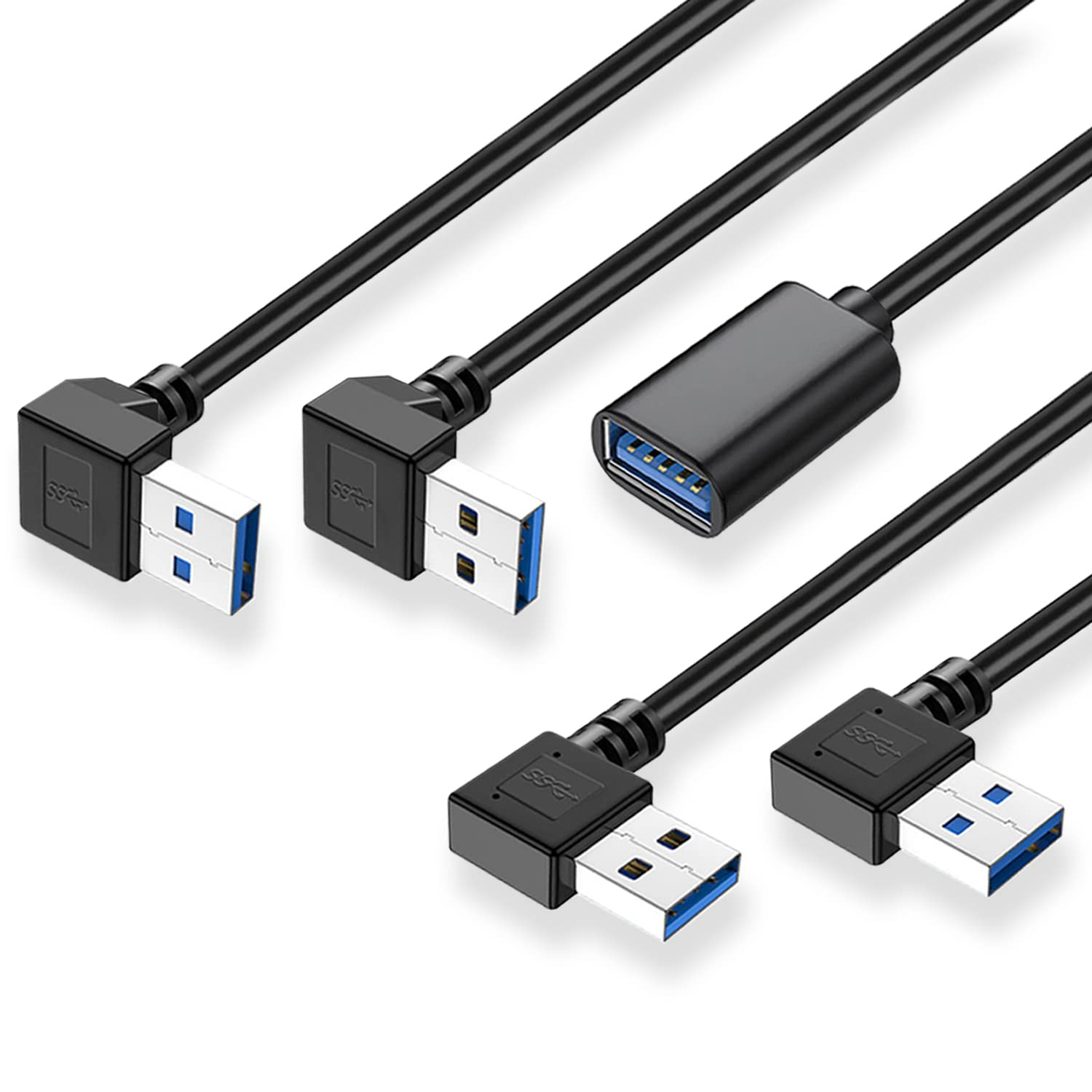 90 Degree USB 3.0 Extension Cable 4 Pack Vertical Horizontal Angle Adapter