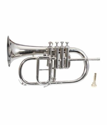 FLUGEL HORN New-Bb-4-Valve-Flugel-Horn-NICKEL PLATED--Free-HARD-Case-M-P