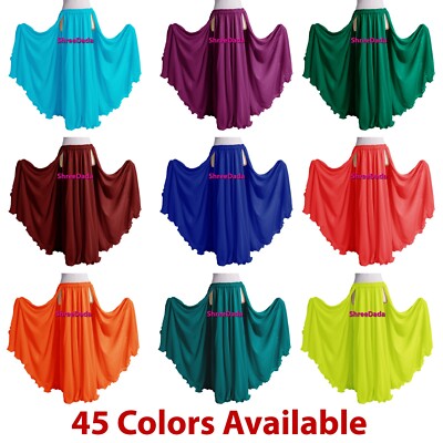 2 Front 2 Layer Slit Skirt Chiffon Full Circle Belly Dance Reversible |45 colors