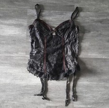 Black Red Detailed Lingerie Garter Slip