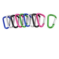 10 Pcs Colorful Aluminum Carabiner Keychain Clip D Shaped Keyring Spring Buckle