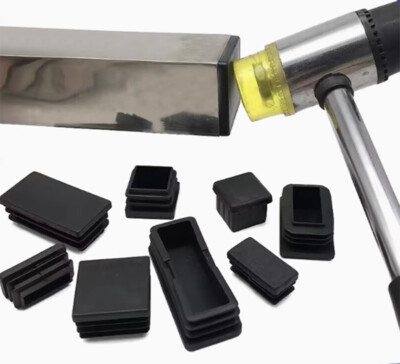 Rectangular Plastic End Caps Tube Inserts Blanking Ribbed Rectangle Plugs Black