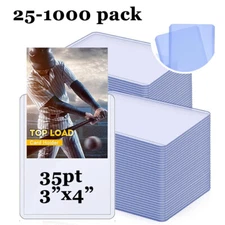 25-1000 3"x4" Topload Card Holder 35PT Hard Plastic Card Sleeves Trading Cards