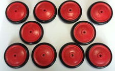 10 x 80mm  Red Plastic Wheels With Plastic Tyres
